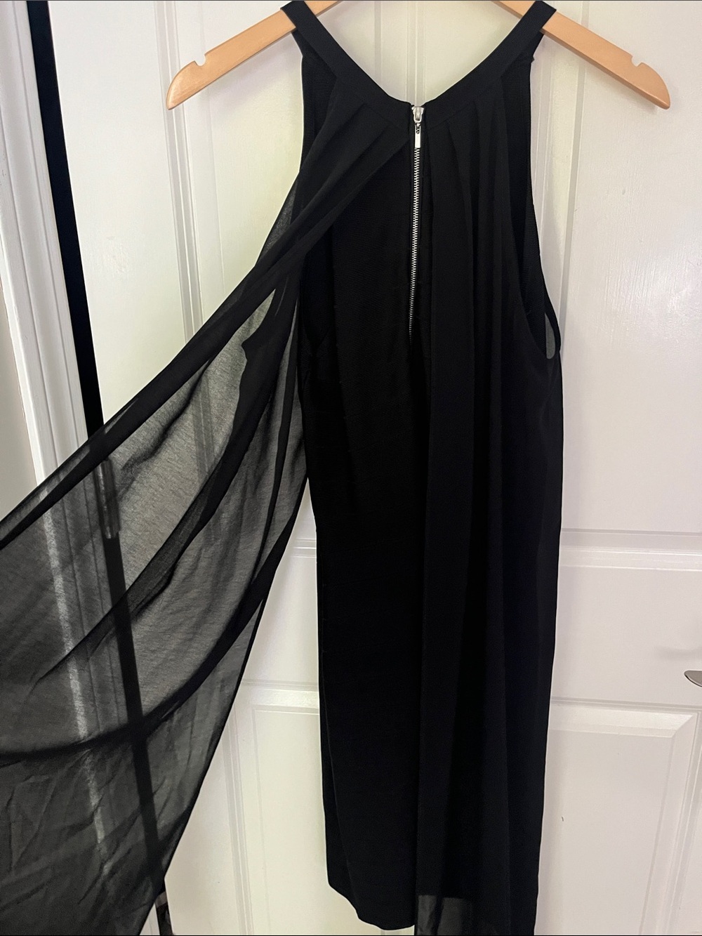 VENUS Black Chiffon Overlay Bandage Dress Size 6 High Neckline Whimsigoth - Picture 6 of 7